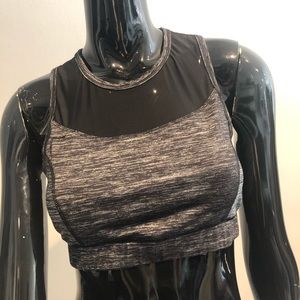 Nicole Miller Mesh Neck Heathered Sports Bra